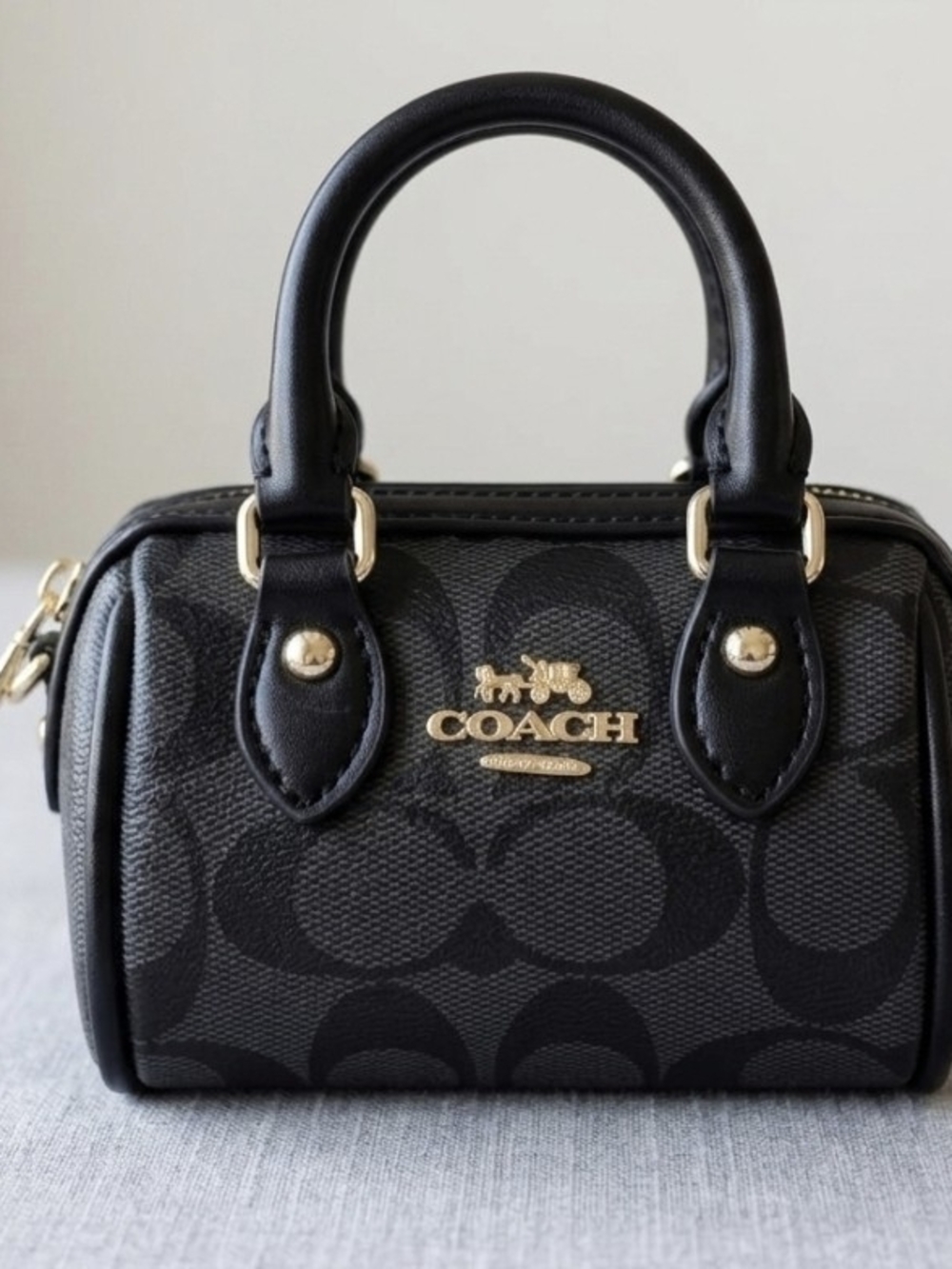 Coach Black Signature Mini Satchel Bag - Picture 3 of 11